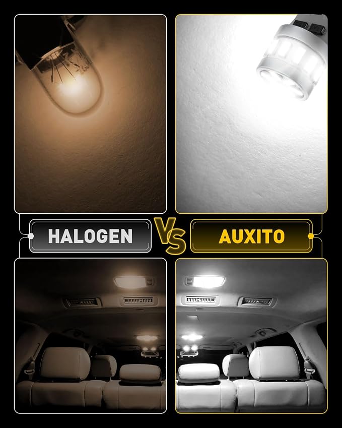 AUXITO Latest 194 LED Bulbs 6500K Bright White 168 2825 T10 W5W LED Bulb for Car Dome Door Map Courtesy Trunk Cargo Exterior License Plate Lights, Pack of 2