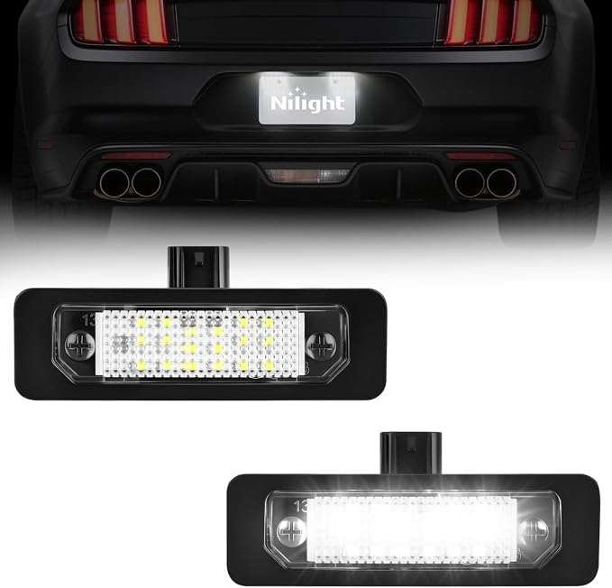 Nilight License Plate Lights Compatible with 2010 2011 2012 2013 2014 Ford Mustang 2008 2009 Ford Mercury Sable 2014 2015 Ford Edge 2010-2018 Ford Taurus with Black housing 6000K White 2PCS Pack