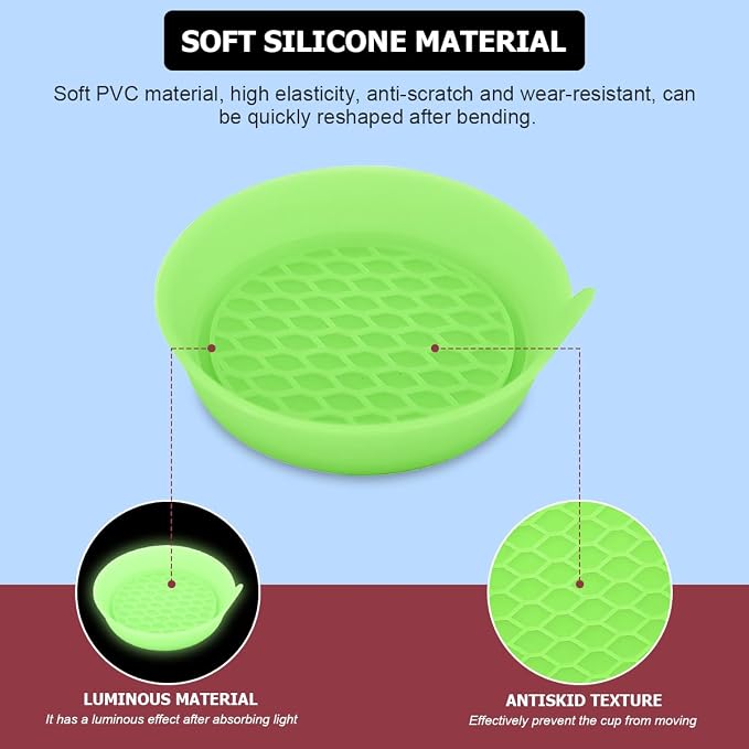 Mandark Car Cup Coaster, 4PCS Silicone Non-Slip Vehicle Drink Cup Mat, Sift-Proof Spill Recessed Automotive Interior Cup Holder Insert Protector Accessories, Universal for Most Cars (Green)