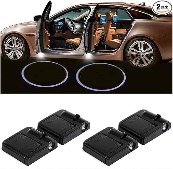 Custom Car Door Projector Lights,Customized Logo Car Door Lights LED Lights DIY Your Text Photo Logo (2, Black)