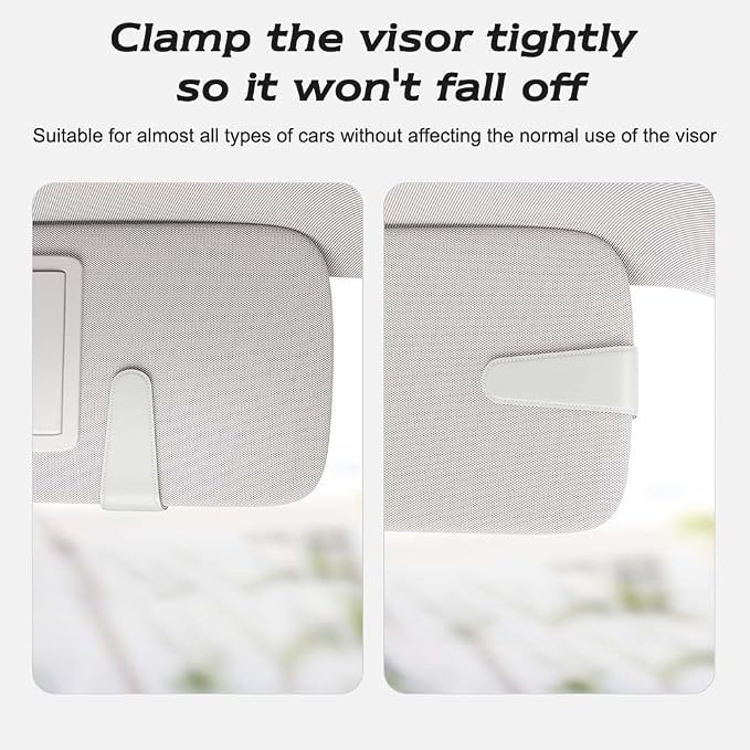 Sotfamily Sunglass Holder for Car Visor, White, 2 Packs | Suede Cloth, Magnetic, Organizer for Car Accessories