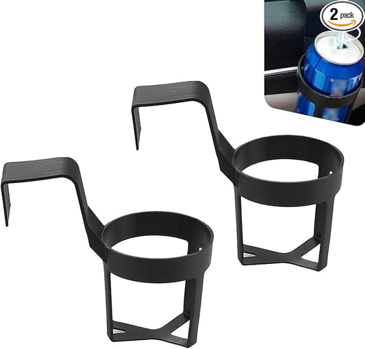 2 PCS Car Door Cup Holder, ABS Car Window Cup Holder, Portable Automotive Beverage Mount, Universal for Most Vehicles (Black #02)