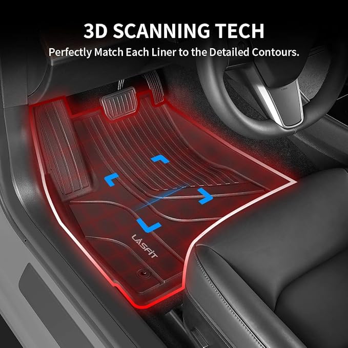 LASFIT All Weather Floor Mats & Cargo Mat for Lexus ES 2025-2019, Black | Only Fit ES 350 / ES 300h FWD, TPE, Tall Walls, 3D Custom Fit, Non-Slip, Easy Clean, Tool-Free Install, Safe Pedal Clearance