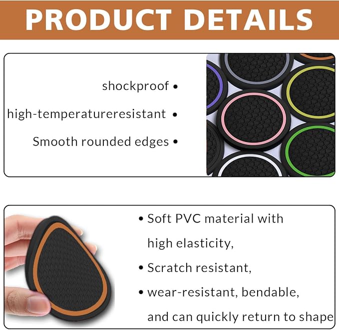 4PCS Car Cup Holder Coasters, Dustproof Automotive Interior Accessories Mat,2.75 Inch Non-Slip Insert Water Bottle Holder Pads, Universal for Vehicles, Trucks, RVs and More (Orange)