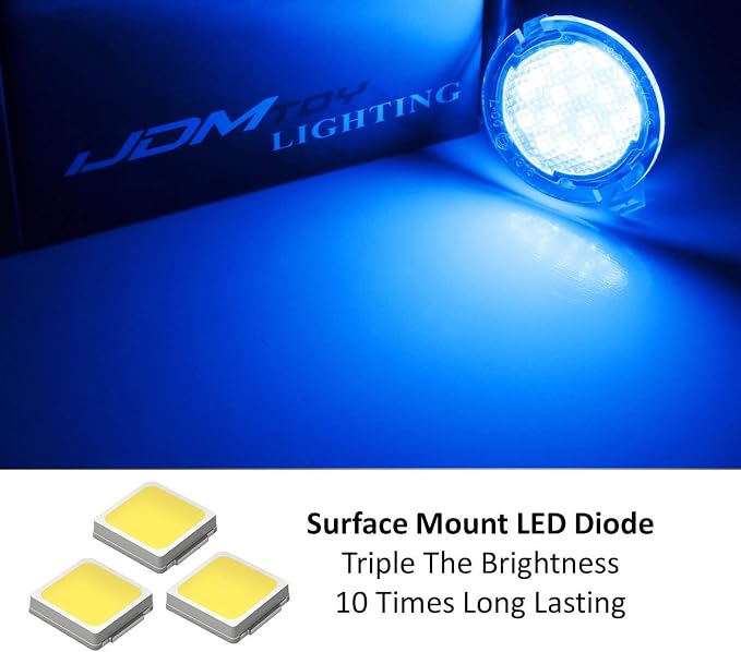 iJDMTOY Ultra Blue LED Under Side Mirror Puddle Lights Compatible With Ford F150 Raptor Edge Explorer Flex, Lincoln Navigator Mark LT MKX etc. (Powered by 18 pcs White SMD LED Lights)