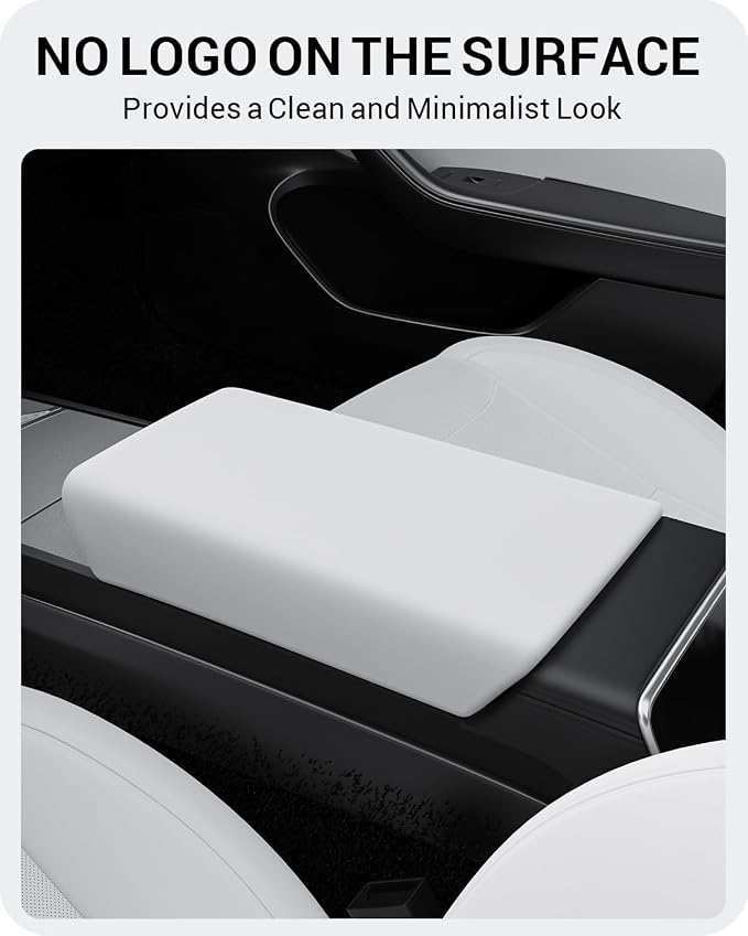 BASENOR Center Console Armrest Cover for 2025 2026 Tesla Model Y Juniper/Model 3 Highland [Non-Slip] [No Logo] Arm Rest Protector Accessories TPU White (Standard/Premium/Performance)