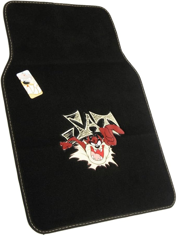 BDK Warner Brothers Cute Tazmanian Devil Licensed Auto Carpet Floor Mats, Universal Fit 4PC Set Front & Rear for Car Truck Van SUV