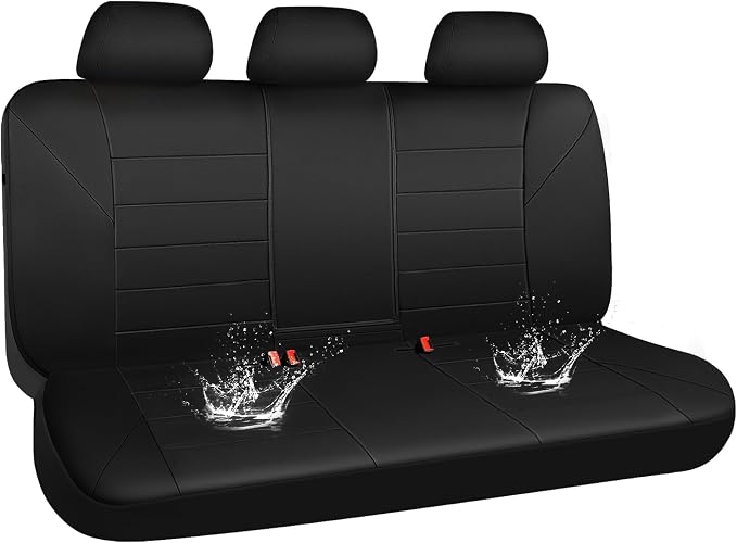 CAR PASS Neoprene Back Seat Cover, Universal Waterproof Bench Rear Seat Cover Universal Wetsuit Car Seat Cover Fit 95% Automotive Interior Covers for Cars Sedans SUVs (Rear,All Black)