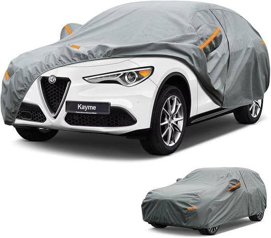 Kayme Heavy Duty SUV Car Cover Custom Fit Alfa Romeo Stelvio(2017-2025), Waterproof All Weather for Automobiles, Full Exterior Covers Sun Rain UV Protection.