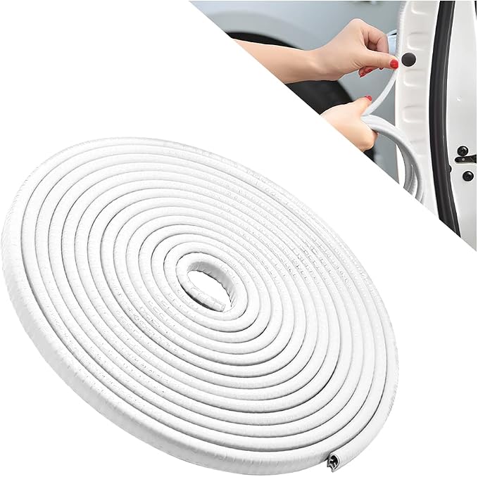 Fekey&JF Car Door Edge Guards, 16FT Car Edge Rubber Seal Trim Protector, No Glue Needed U Shape Car Door Guard Universal for Most Cars, Vehicles, SUVs (White/16FT)