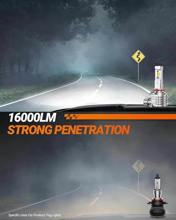 SEALIGHT 9145 H10 LED Fog Light Bulbs 16000LM Brightness, 9140 9145 Fog Lights LED 6000K White Strong Penetration, 2025 Upgrade Liquid-cooled Copper Tubing H10 Fog Lights, Pack of 2