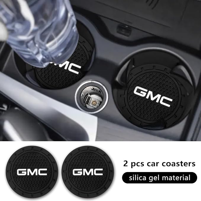 Car Cup Holder Coaster for GMC Sierra Denali Canyon Terrain Yukon Jimmy Acadia Recessed Silicone Cupholder Coaster Interior Accessories 2.75in 2Pack