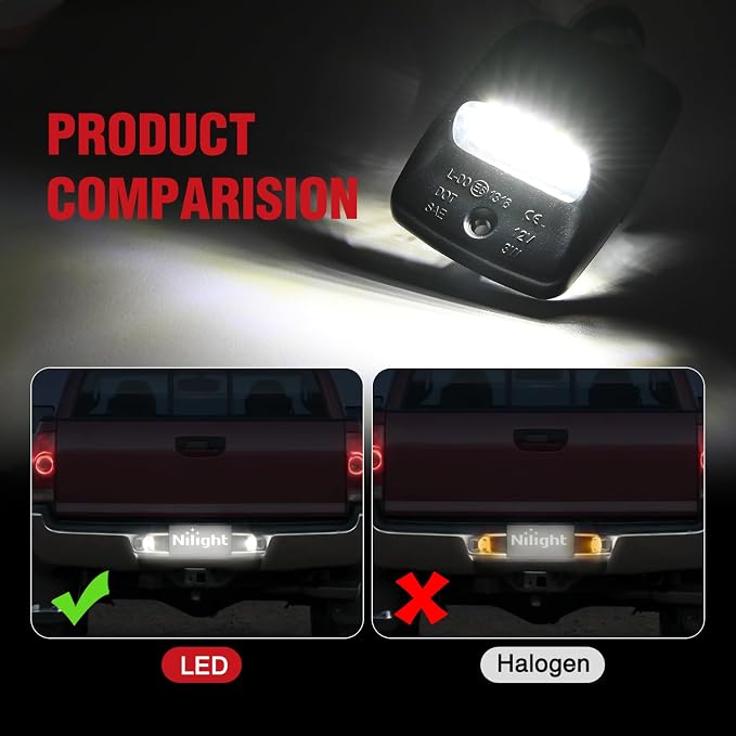 Nilight License Plate Lights Compatible with 2005 2006 2007 2008 2009 2010 2011 2012 2013 2014 2015 Toyota Tacoma 2000-2013 Tundra Black Housing 6000K White 2PCS Pack