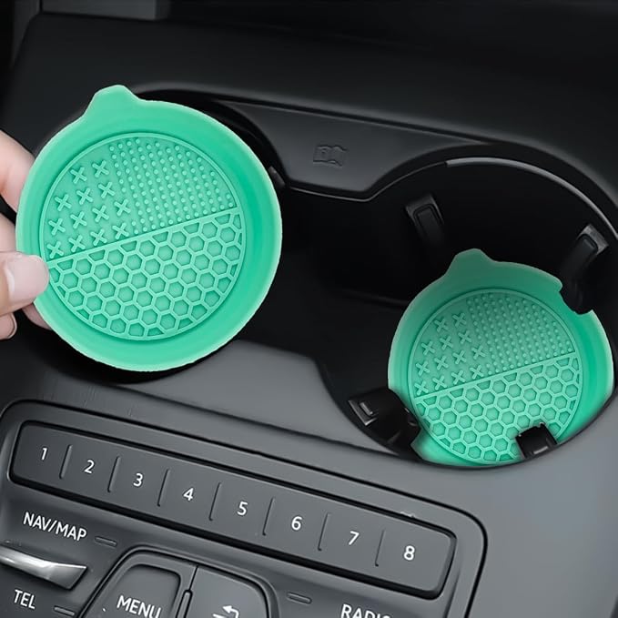 Mandark 4PCS Car Cup Holder Coaster, Silicone Anti-Slip Vehicle Insert Water Bottle Mat, Automotive Interior Insulation Drink Cup Pad Decor Accessories, Universal for SUV, Sedan, Truck (Green)
