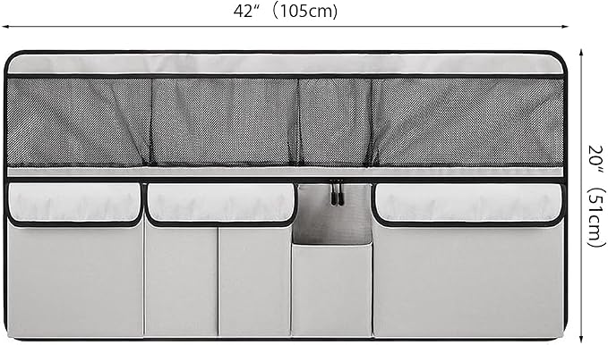 Viaviat Hanging Car Trunk Organizer, Collapsible Backseat Storage Bag with 9 Large Pockets for Medium or Large Size SUV, Truck, MPV, Car Interior Accessories (Light-gray)