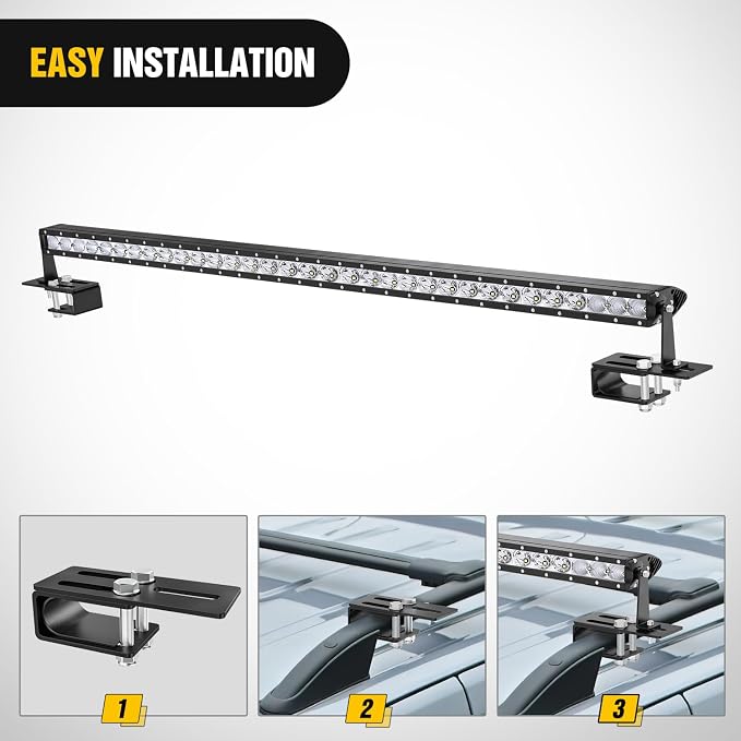 Nilight LED Light Bar Bracket Non-Slip Light Clip Mounting Brackets for SUV, Off-Road, Vehicles with Luggage Racks Black