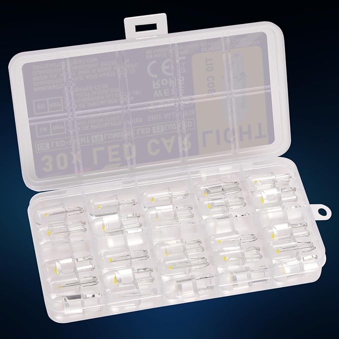 Spurtar 30PCS 194 LED Bulb 6000K White 168 W5W 2825 194 T10 LED Bulb Wedge COB Replacement Bulbs Error Free for Dome Map Door Courtesy Trunk Parking License Plate Lights etc.