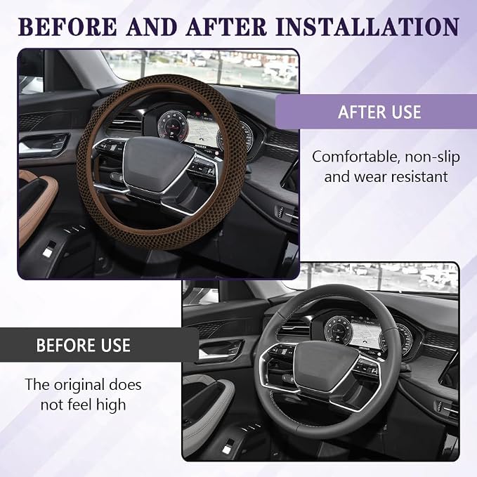 Elastic Stretch Steering Wheel Cover, Steering Wheel Cover, 15" Breathable Auto Steering Wheel Protector, Universal Car Accessories Comfortable Non-Slip Vehicle Steering Wheel Covers for Women Men