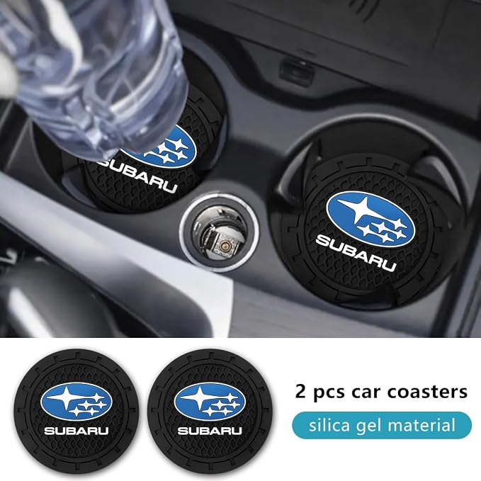 Black Silicone Car Coasters for Subaru Series Non-Slip Car Cup Holder Coasters,Car Interior Accessory for Car Cup Holder 2Pcs 2.75 Inch