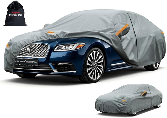 Kayme Heavy Duty Car Cover Custom Fit Lincoln Continental(1982-2025), Waterproof All Weather for Automobiles, Full Exterior Covers Sun Rain UV Protection.
