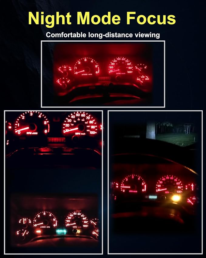 16 Pieces Interior Dash Gauge Lights with Sockets + HVAC Climate Control LED Bulb Kit, Dimmable, Bold Red Dash Upgrade, Fits Jeep Wrangler TJ 1997-2006