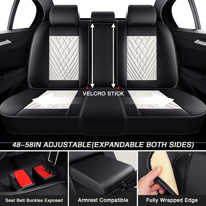 Fit for Toyota GR86 Seat Covers 2022-2026,Premium Leather, 360° Full Protection, Thick Padding & Memory Foam, Waterproof & Stain-Resistant Car Seat Cover Full Set (5 Seat,Cream White)
