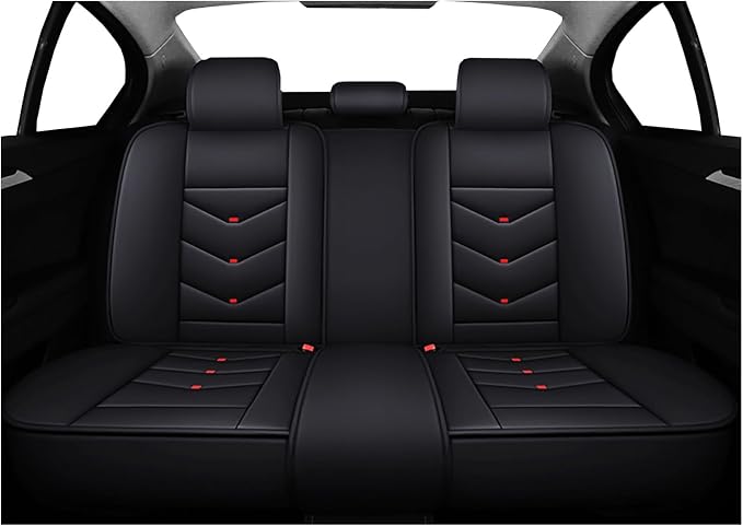 Leather Car Seat Covers,Full Coverage Seat Covers Full Set with Fixed Lumbar Support,Universal Automotive Seat Covers for Cars,SUVs,Trucks and Sedans