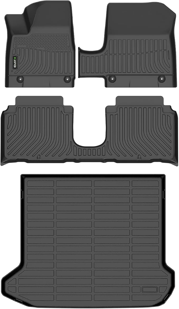 Floor Mats & Cargo Liner Custom for 2025-2026 Hyundai Ioniq 5 Limited (with Sliding Console) All Weather Protection TPE Automotive Floor Liners Fits Front& 2nd Row Set Accessories, Black