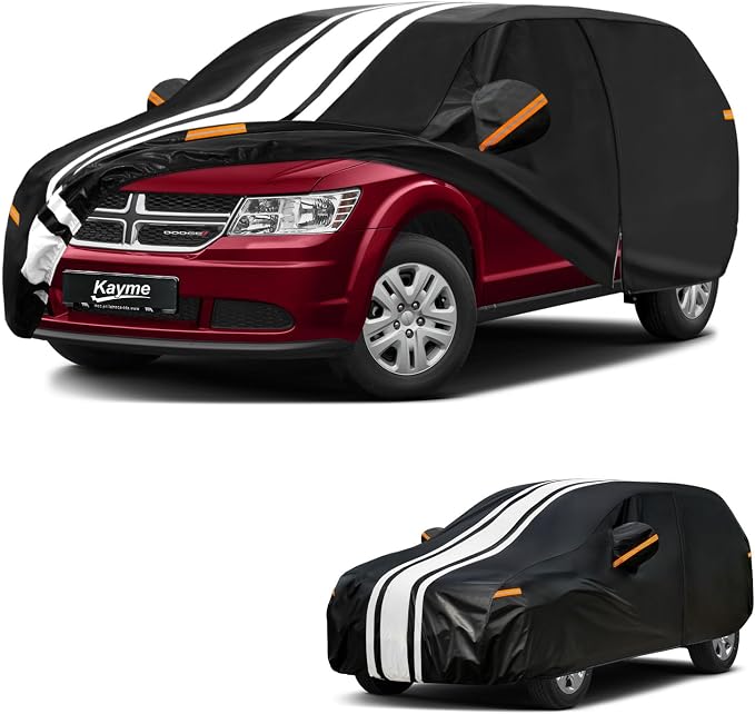 Kayme Heavy Duty Car Cover Custom Fit for Dodge Journey (2008-2021) Waterproof All Weather for Automobiles, Gift with Tape/Towel, Outdoor Full Exterior Cover Rain Snow Sun UV Protection.