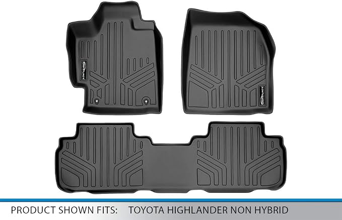 SMARTLINER Custom Fit Floor Mats 2 Row Liner Set for 2008–2013 Toyota Highlander (Does Not Fit Hybrid Models)