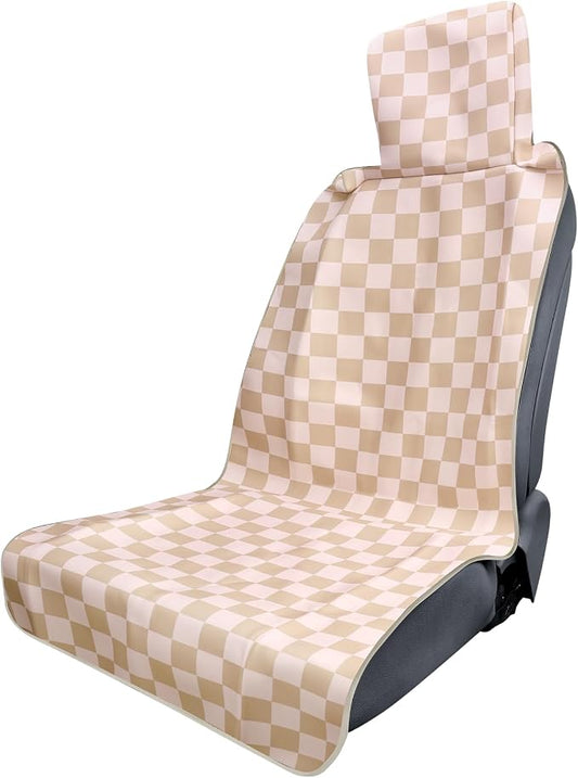 3tyto Universal Car Seat Covers, Waterproof Neoprene Seat Covers - Waterproof & Sweatproof, Machine Washable, Non-Slip Seat Protector for Car, Truck, SUV, Van (Checkered, 1 Pack)