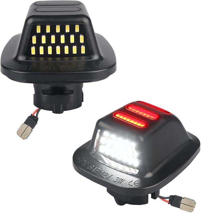 LED License Plate Light Lamp with Red OLED Neon Tube Compatible with Chevy K1500 C1500 1988-1999, Silverado Sierra 1988-1998, Tahoe Yukon Suburban S10 Black housing 6000K White, Pack of 2