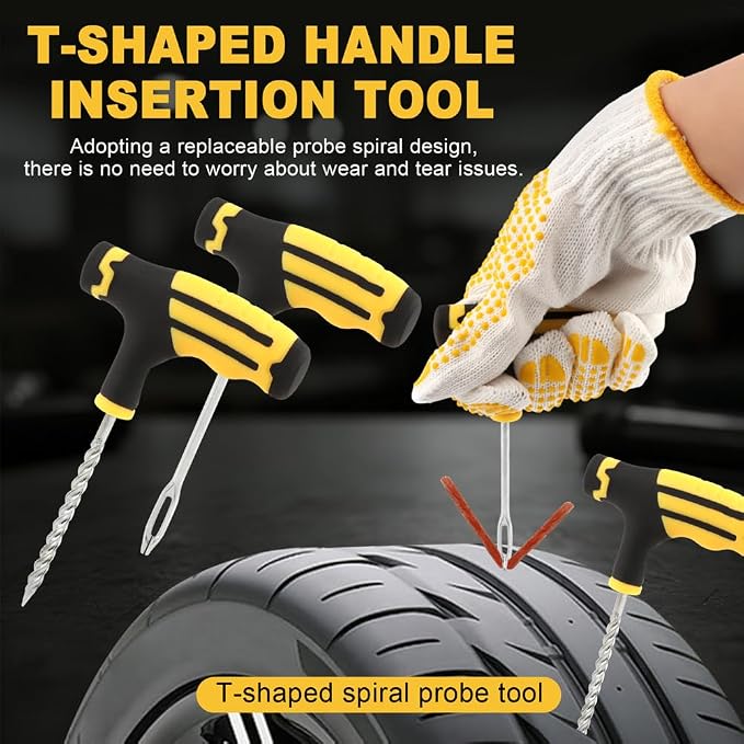 48Pcs Heavy Duty Tire Plug Kit, Off Road Emergency Puncture Repair for SUV, Truck, ATV, UTV, Tractor & Motorcycle, Fast Seal Tire Repair Kit with Tools