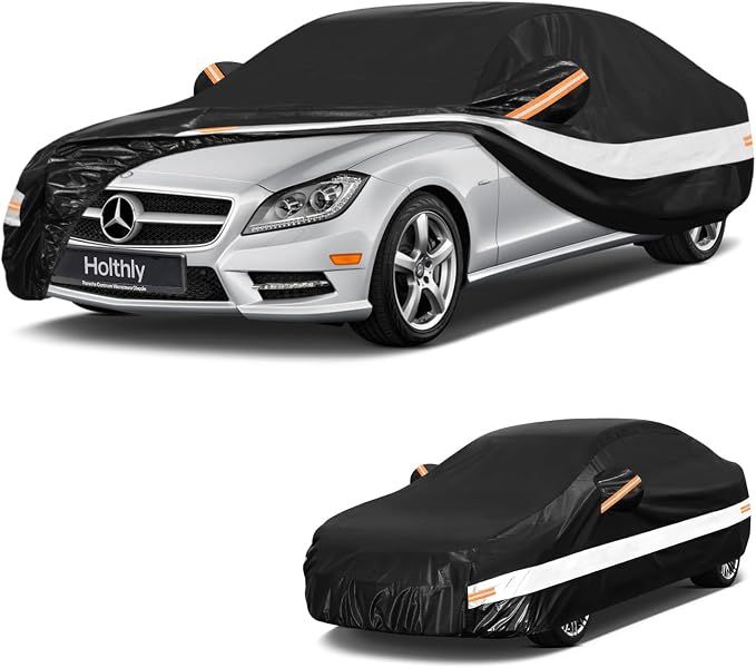 10 Layers Sedan Car Cover Custom Fit Mercedes-Benz CLS CLS500 CLS550 CLS450 CLS55 CLS63, AMG,Waterproof All Weather for Automobiles, Outdoor Full Cover Sun Rain Protection with Cotton.Black
