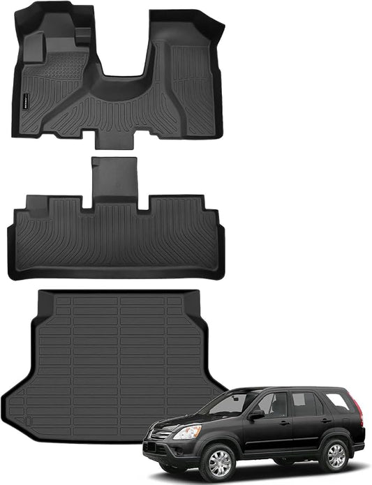 Auxko All Weather Floor Mats Cargo Mat for Honda CRV 2002 2003 2004 2005 2006 TPE Liners All Season Accessories Guard Odorless Anti-Slip Floor Liners Trunk Tray