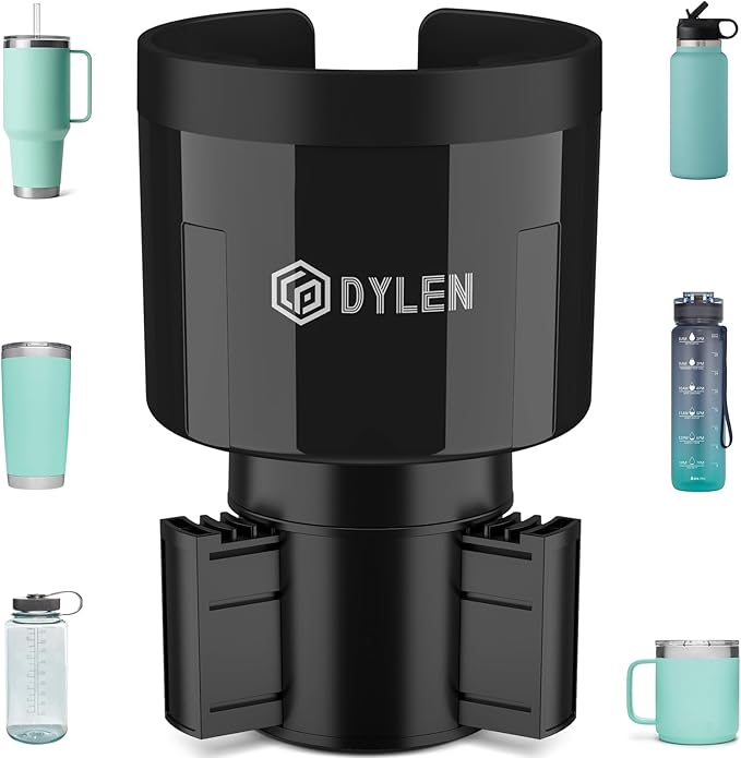 DYLEN Cup Holder Expander with Expandable Insert, Fits 20 to 40 oz Bottles | Cup Holder Adapter Fits Owala Water Bottle 12/24/40 oz, Yeti 20/26/30 oz, Hydro Flask 32/40 oz, Offset Base Function