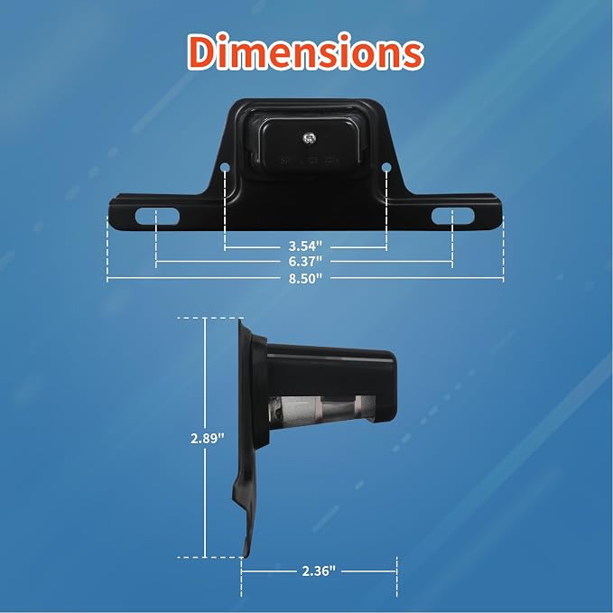 LED License Plate Light Waterproof 12V DC License Tag Light, Steel Bracket Mount with Holder Drainage Hole, 12V DC Waterproof Universal Submersible Tag Lamp for Car Semi Truck RV