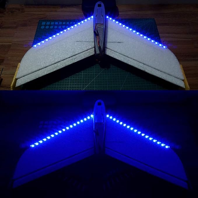 LED Light Strip for RC Fixed Wing Airplane Flying Wing Plane AR Wing Drone Model Car Truck (Blue)