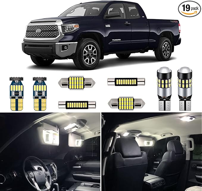 AUTOGINE Super Bright 6000K White LED Interior Light Bulbs Kit Package for 2007-2019 2020 2021 Toyota Tundra + Install Tool