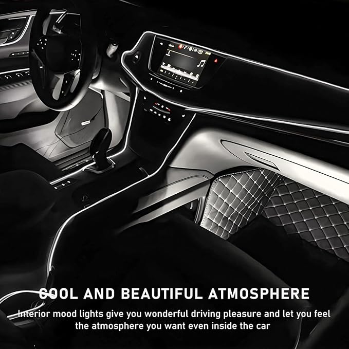Ohleats Car LED Strip Light, 24 LED RGB Auto Interior Atmosphere Lights, Cigarette Lighter Under Dash Ambient Night Light, Interior Decorative Lamp Lighting Kit Car Accessories (White)