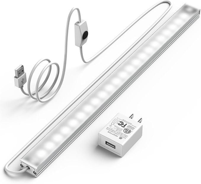 ASOKO Under Cabinet LED Lighting Dimmable 6000K Plug in Kitchen Lights | ASOKO Under Cabinet LED Light Strip, Dimmable 6000K Plug in Counter Lighting for Kitchen Desk Shelf Display Case