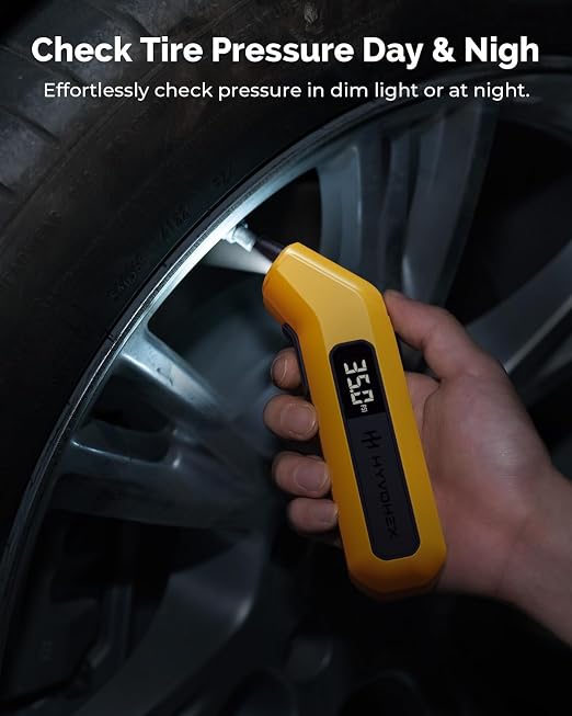 Tire Pressure Gauge Digital 200 PSI, HYVOHEX Tire Gauges for Tire Pressure with AAA Batteries, Visual LED Display Tire Gauge with Backlight, Digital Tire Gauge for Car Truck Motorcycle (Orange)
