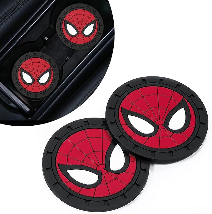 Spider Man Car Cup Holder Coasters for Marvel Fans, The Spider Man Car Coasters for Car Cup Holder Insert,Silicone Non-Slip Car Cup Mat,2.75''