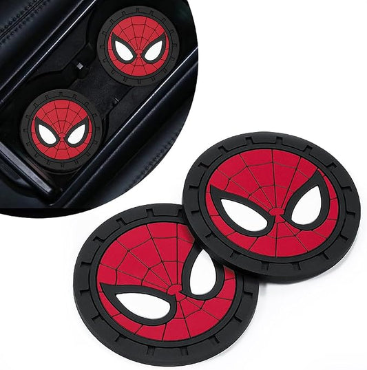 Spider Man 2Pcs Car Cup Holder Coasters for Marvel Fans,The Spider Man Car Coasters for Car Cup Holder Insert,Silicone Non-Slip Car Cup Mat, 2.75 Inch
