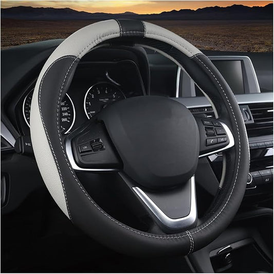 BESULEN Car Steering Wheel Cover, Soft Leather Steering Wheel Protector, Universal Non-Slip Steering Wheel Covers, Comfortable Grip Sweat-Absorbent, Automotive Interior Accessories