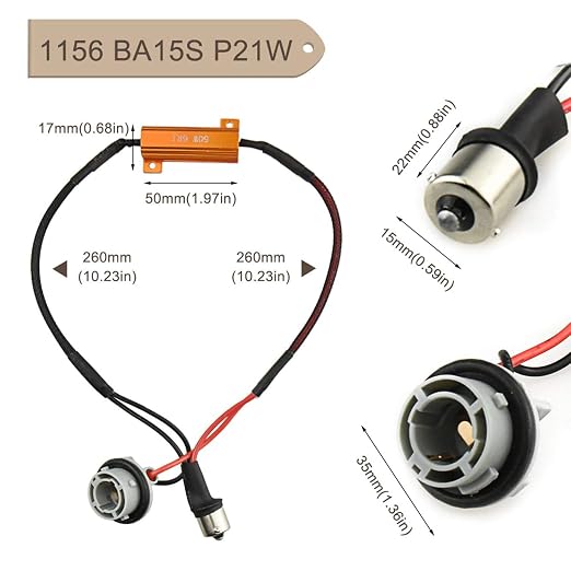 O-NEX BA15s 1156 LED Load Resistor Kit 50W 8ohm Turn Signal Bulb Relay Harness Adapter Anti Flicker Error Decoder Warning Canceller