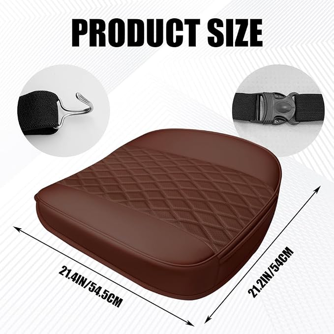 Leather Front Car Seat Cover, Anti-Slip Car Seat Bottom Covers, Full Wrapped Bottom Seat Protectors with Storage Pocket, Universal Comfortable Seat Cushion Fit Vehicles SUVs Trucks (Coffee)