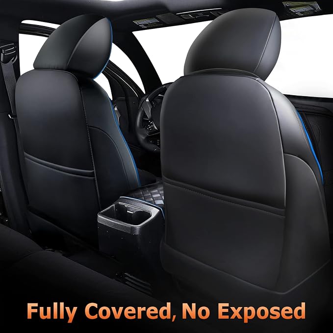 Carlimeki Leather Seat Covers Custom Fit for Tacoma Gen 3rd (2016-2023) | For Double & Crew Cab only - Fits SR, SR5, Limited, TRD Pro, TRD Sport, TRD Off-Road, Trail Special Edition - Fully Covered