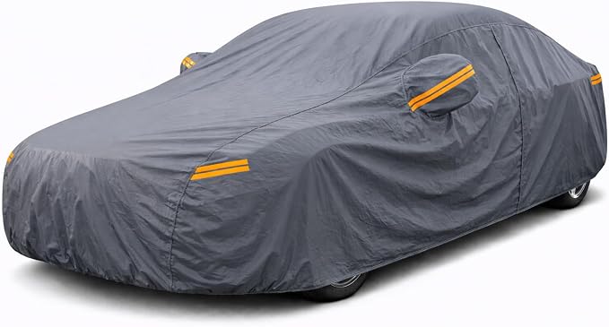 Coverlex Large Sedan Car Covers Universal Fit for Mercury Grand Marquis, Ford Crown Victoria, Cadillac Deville, Lincoln Town Car, Length up to 215 Inches