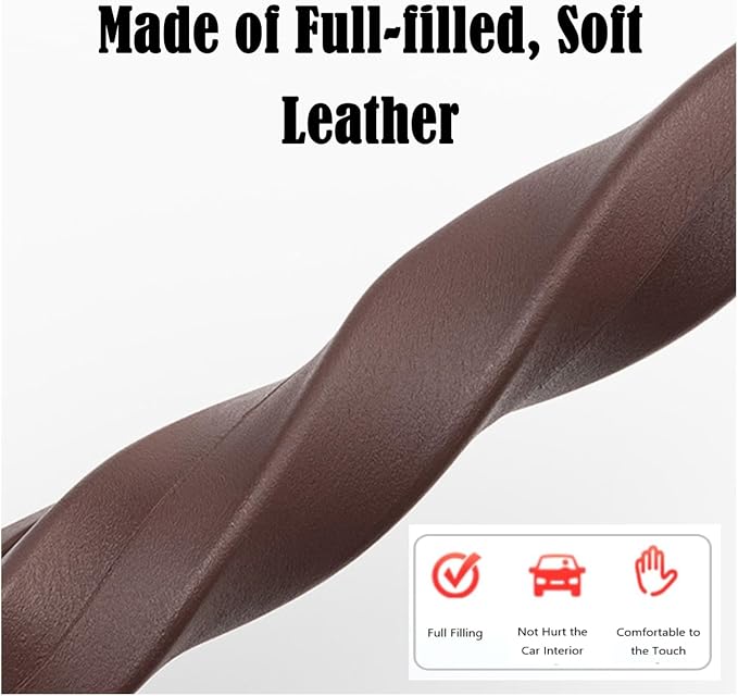 Leather Car Seat Gap Filler Universal for Car, SUV, Truck Fit Organizer Fill The Gap Between Seat and Console Stop Things from Dropping, Set of 2 (Brown)